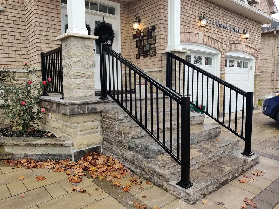 black picket railings for stone steps A-266