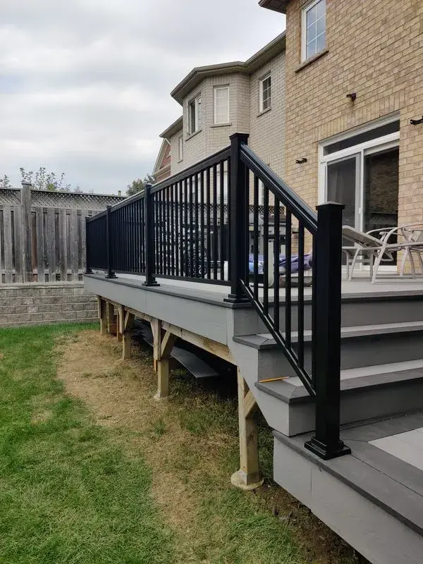 aluminum deck railings with steps installed A-265