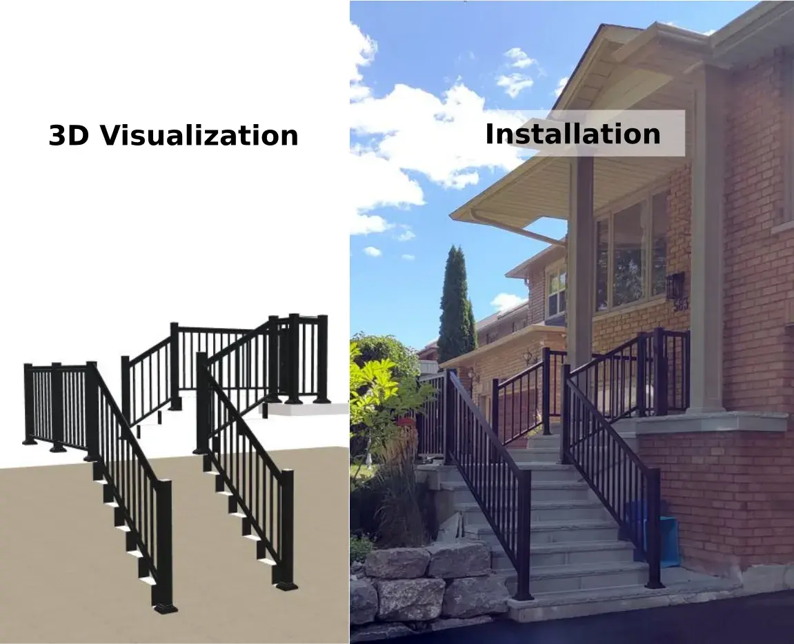 design and installation aluminum porch railing in Oshawa