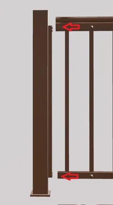 fitting aluminum railing panel onto spindle