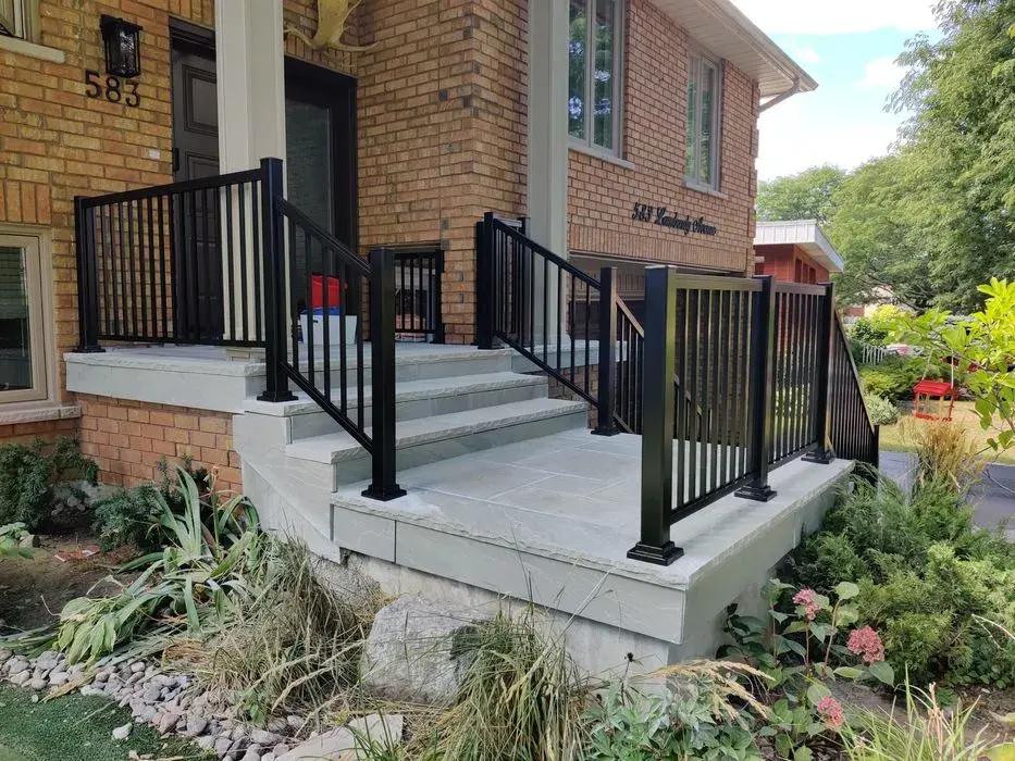 aluminum front entrance railings with reqtangularhandrail A-256