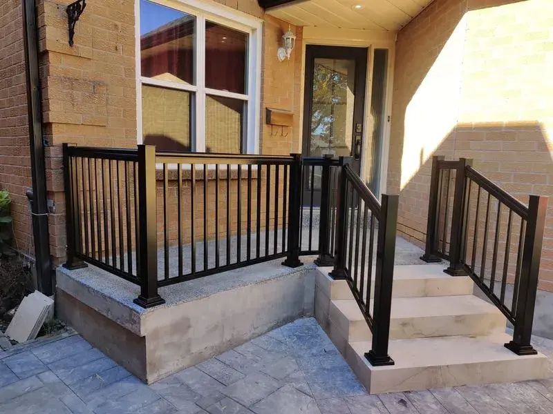 aluminum porch black railings with angle steps A-261