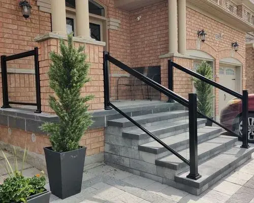 Aluminum framed glass railing installation