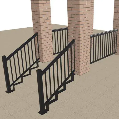 Aluminum porch railing with two posts