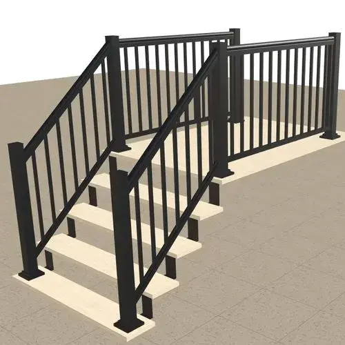 Aluminum porch railing with six posts