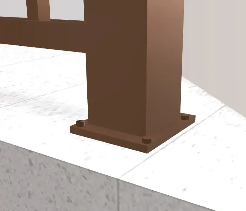 securing railing post to deck surface