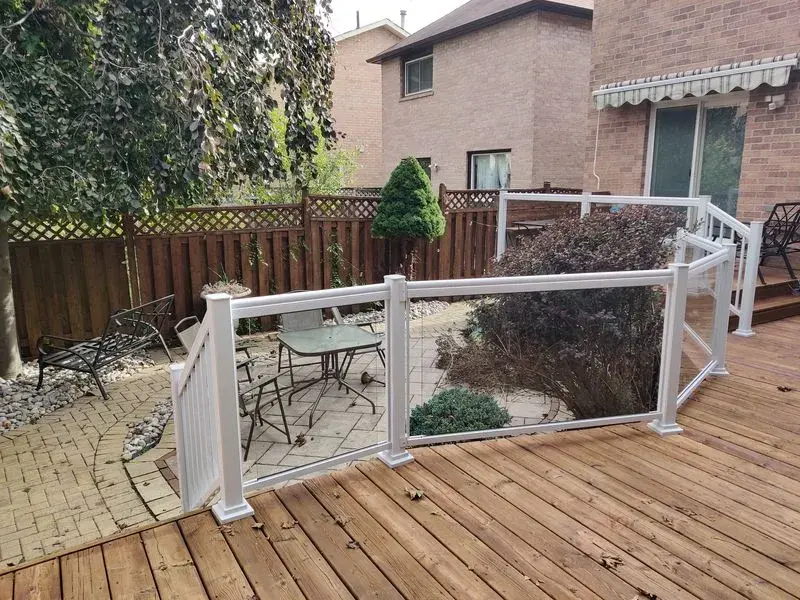 white glass patio railings installed A-259